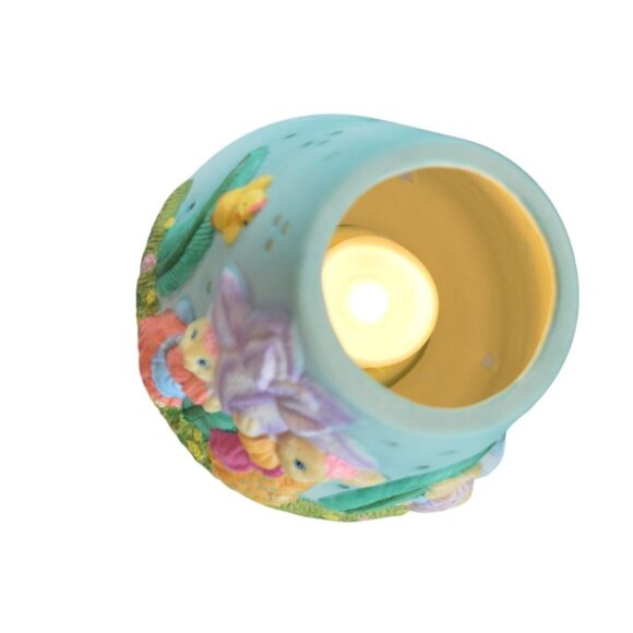NIB Porcelain Easter Tea Light Candle Lamp With Pastel Bunny Floral Design 6" ta - Picture 10 of 11